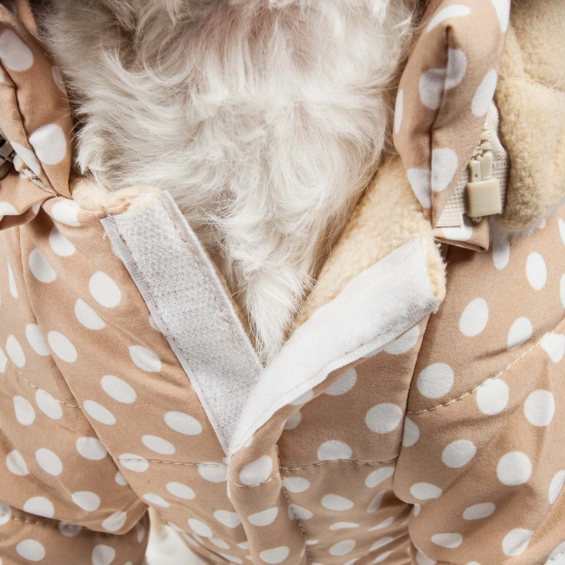 Polka-dot hoodie sweater with leash slit holder Fashion