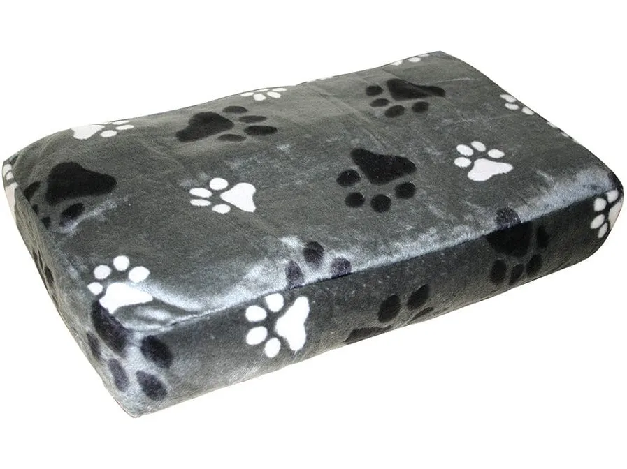 Rectangle cushion with paw print 60x35x10cm grey