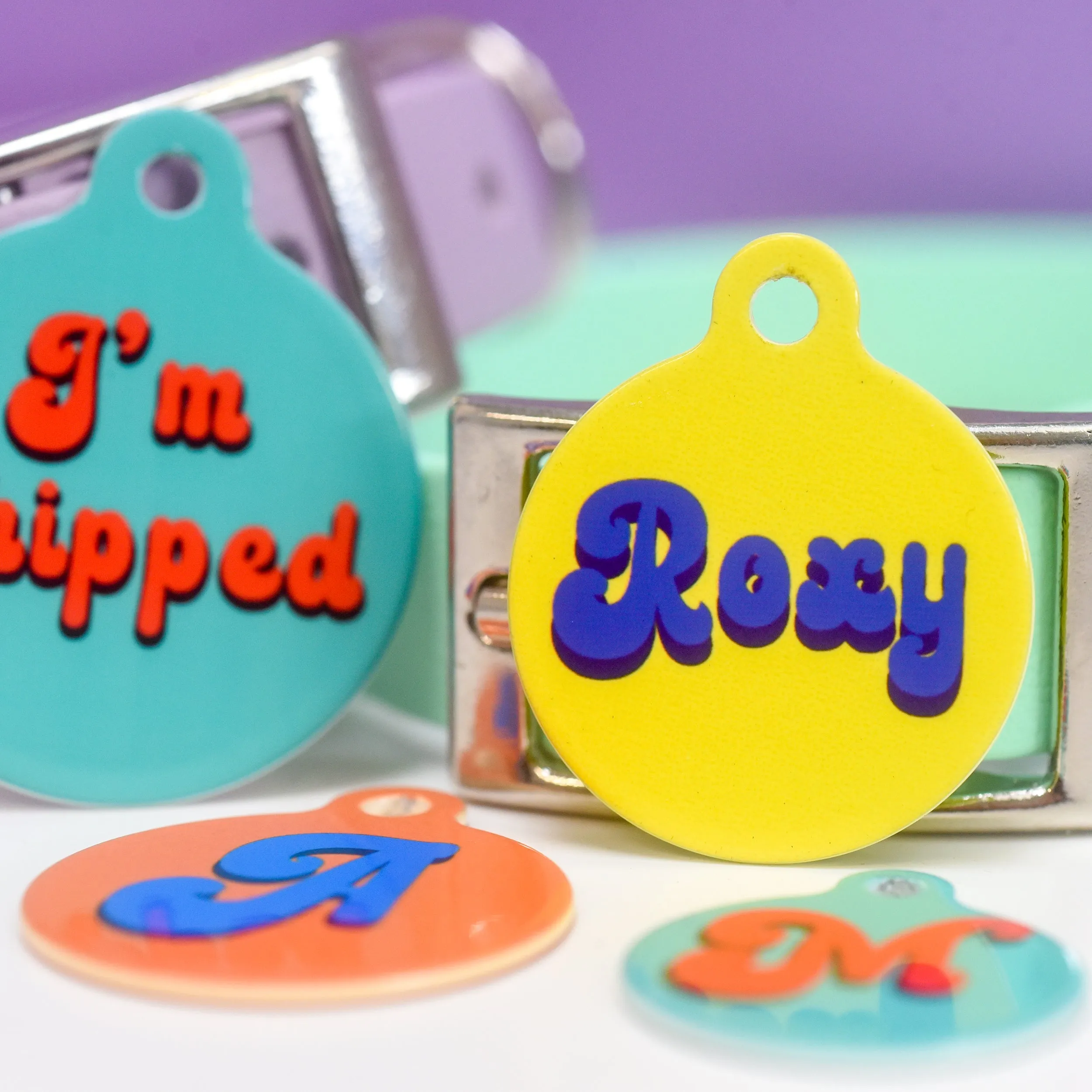 Retro Vibes Pet ID Tag Personalised