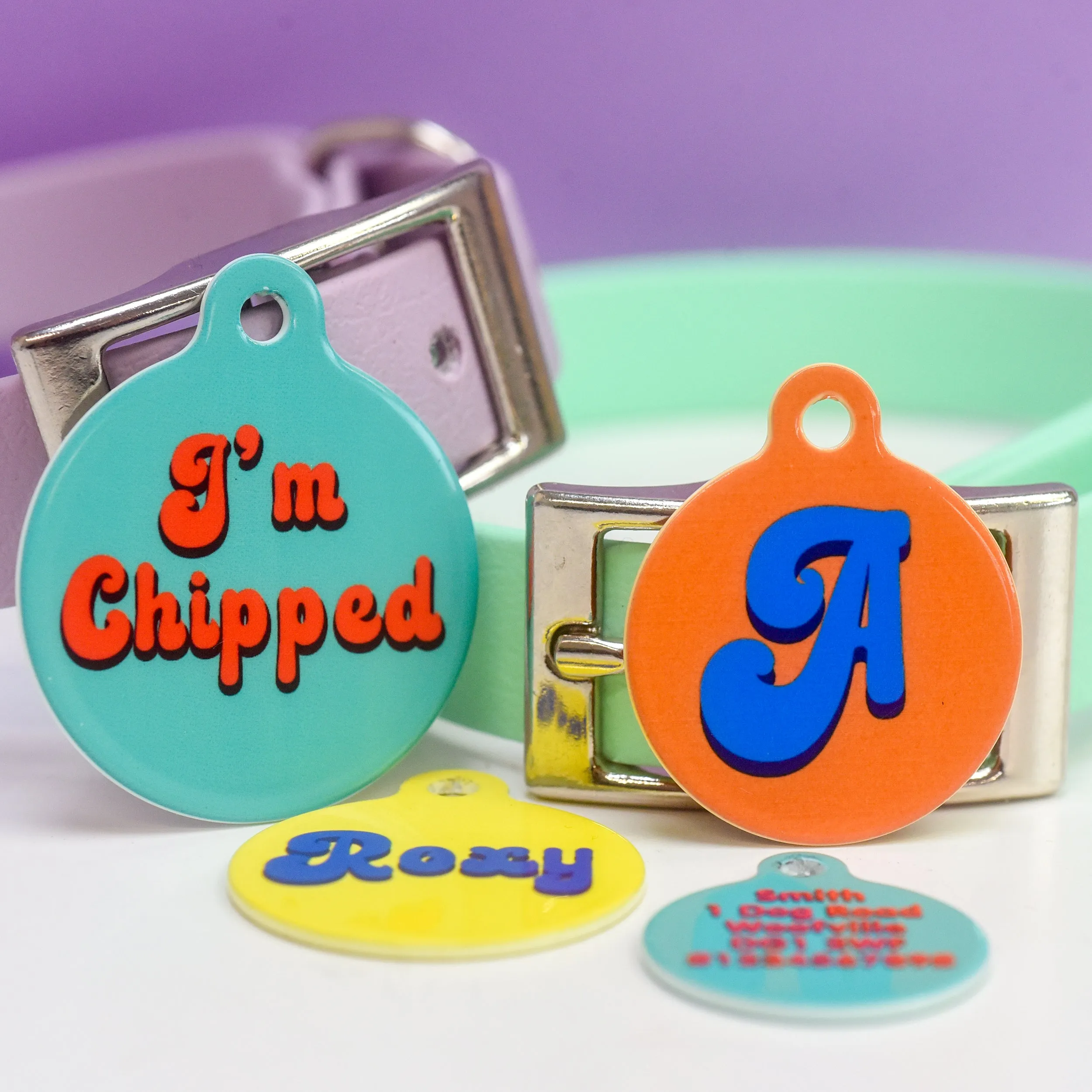 Retro Vibes Pet ID Tag Personalised