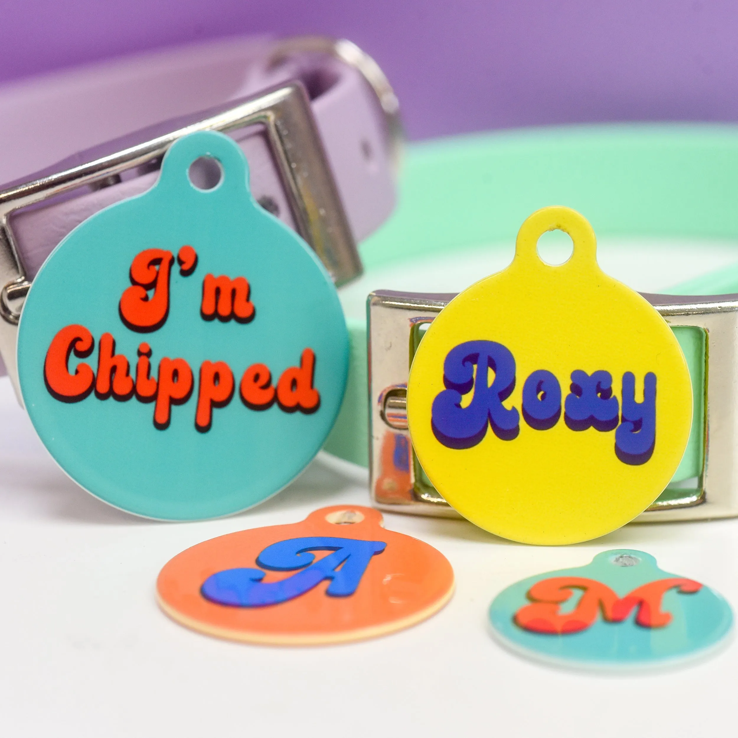 Retro Vibes Pet ID Tag Personalised