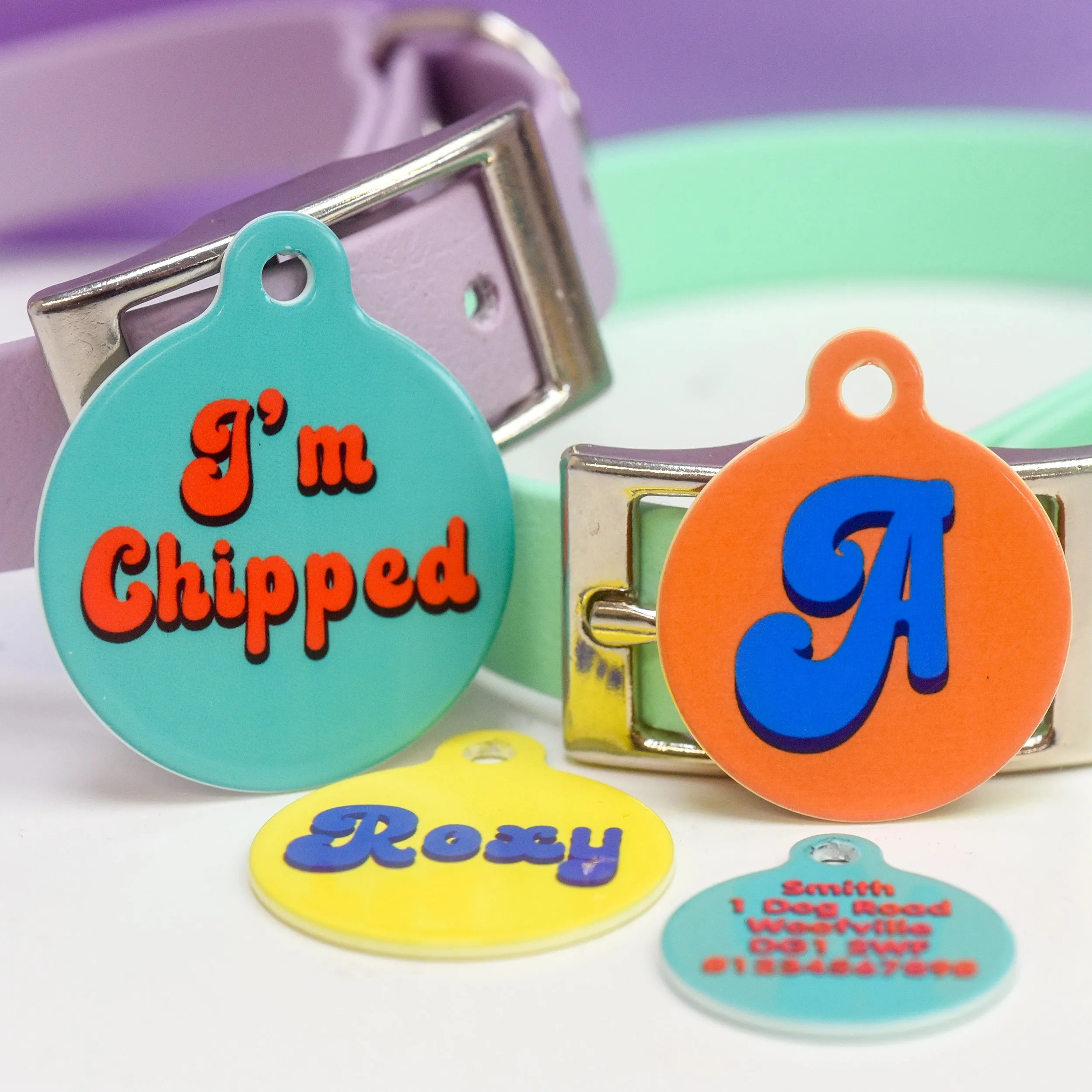 Retro Vibes Pet ID Tag Personalised