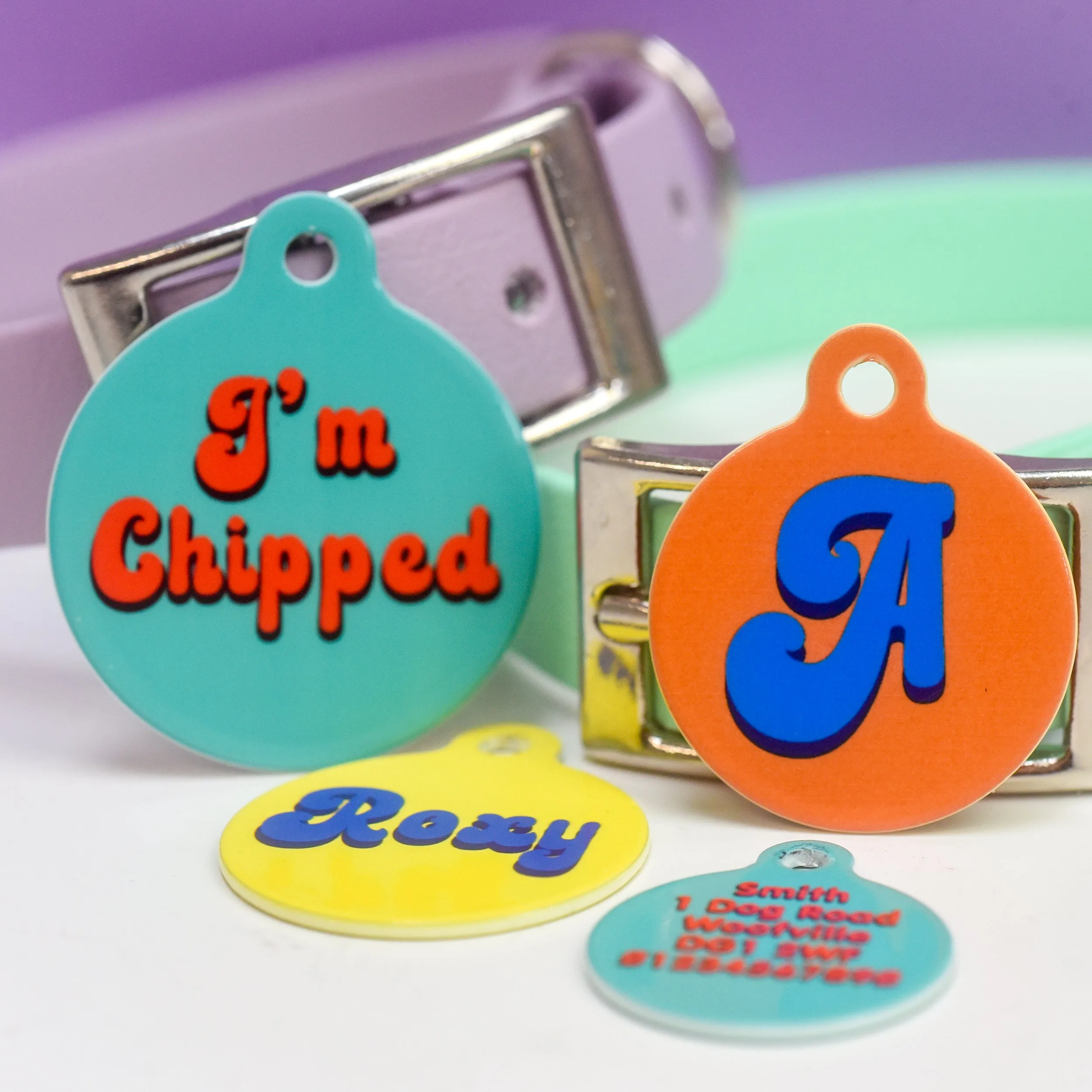 Retro Vibes Pet ID Tag Personalised