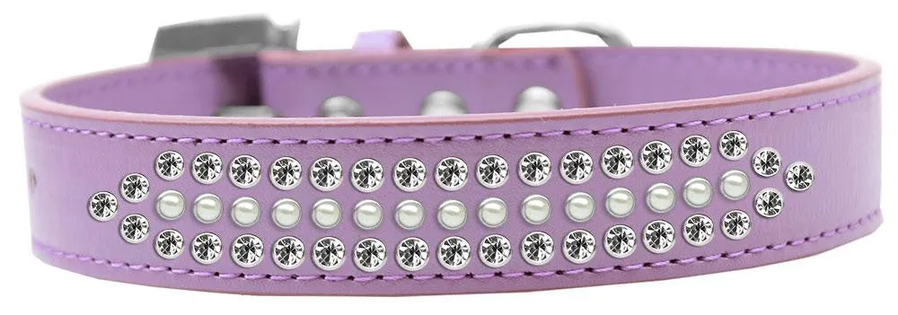 Ritz Pearl and Clear Crystal Dog Collar Lavender Size 16