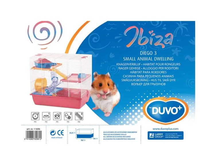 RODENT CAGE IBIZA DIEGO 3 50x33x45,5cm fuchsia/white