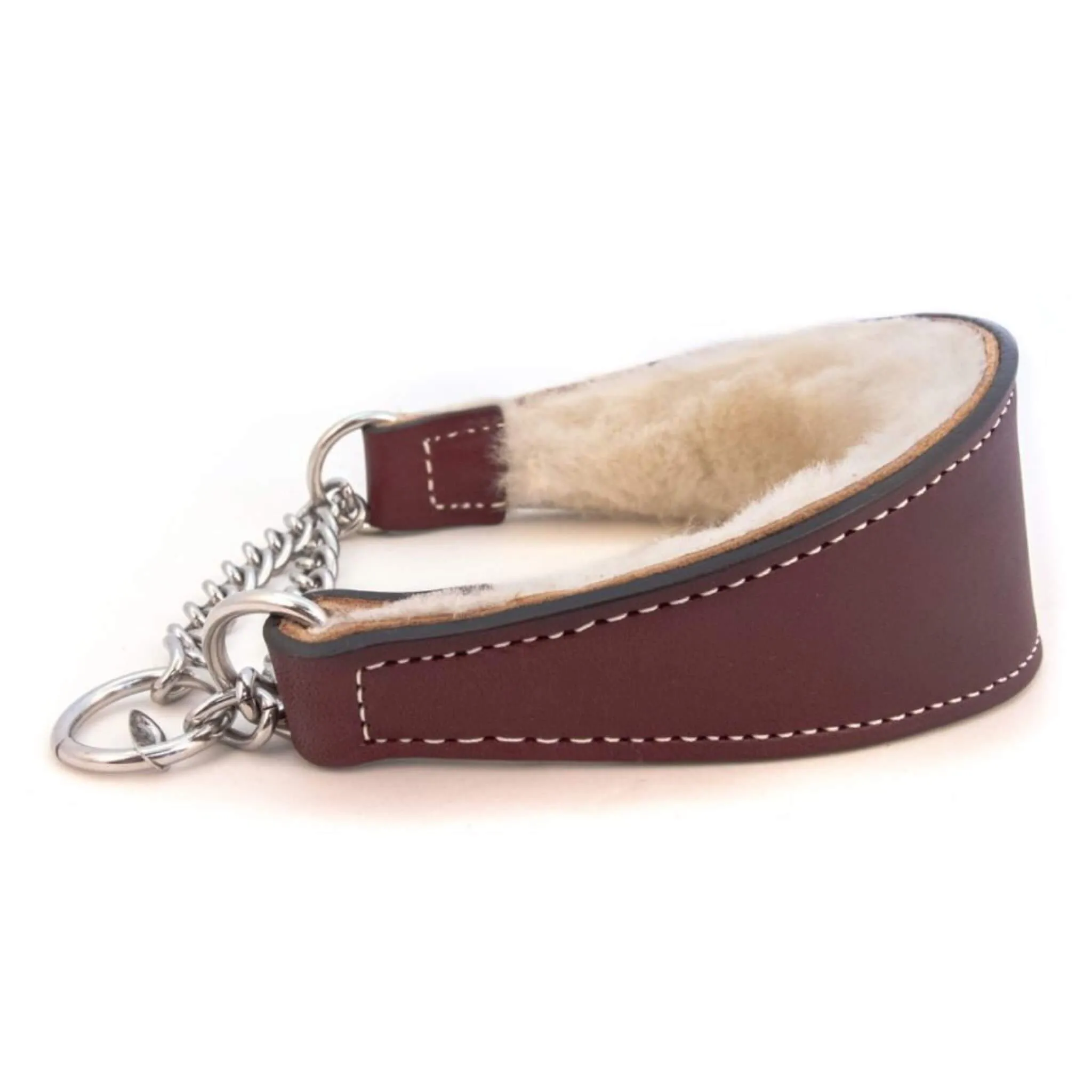 Shearling-Lined Martingale Leather Dog Collar