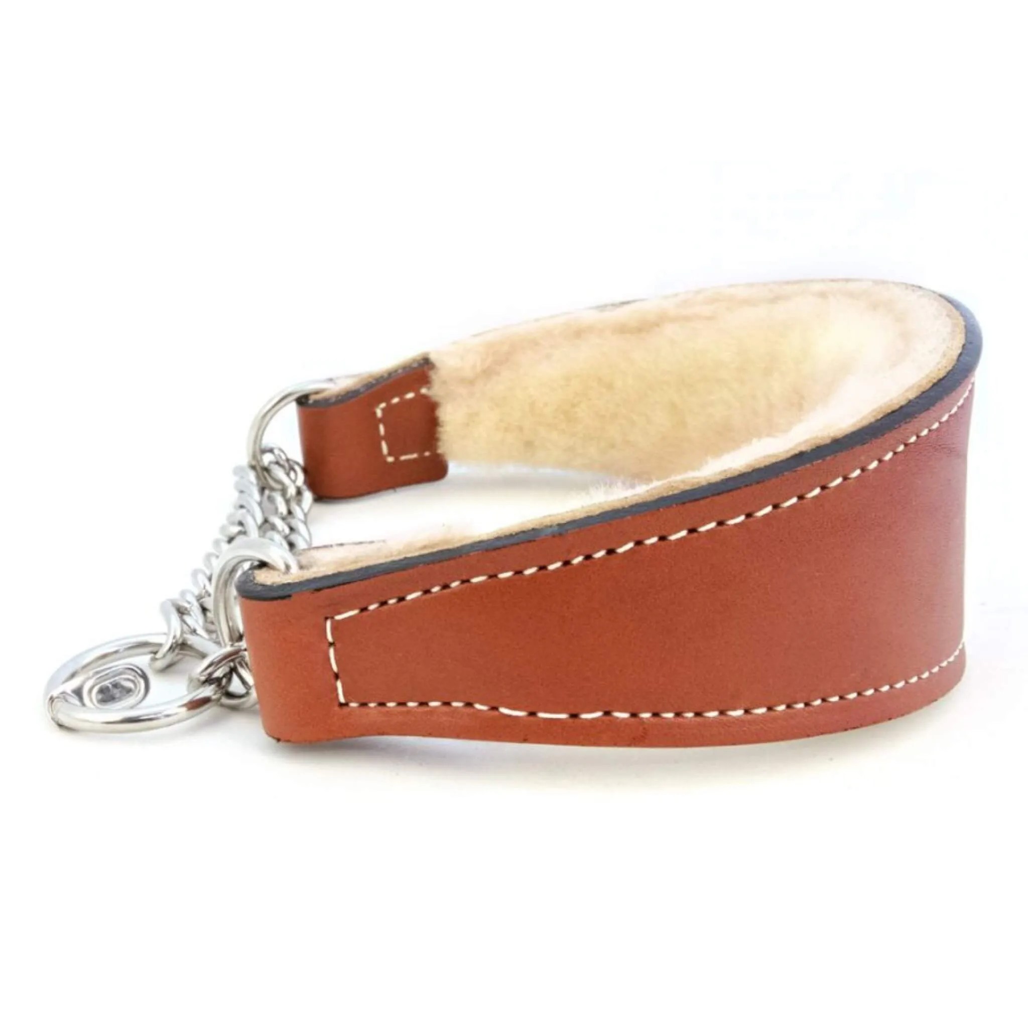 Shearling-Lined Martingale Leather Dog Collar