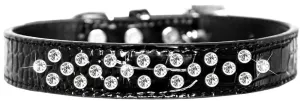 Sprinkles Clear Jewel Croc Dog Collar Black Size 16