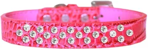 Sprinkles Clear Jewel Croc Dog Collar Bright Pink Size 20