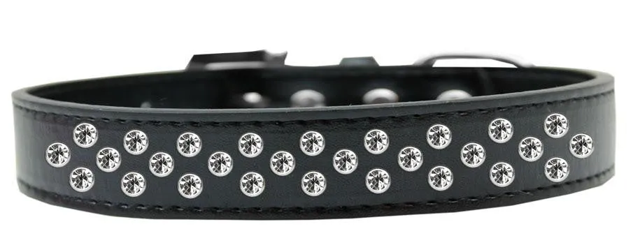 Sprinkles Dog Collar Clear Crystals Size 16 Black