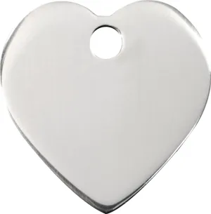 Stainless Steel Flat Heart - Red Dingo Engraved Cat/Dog Tag, Lifetime Guarantee, No Shipping Costs