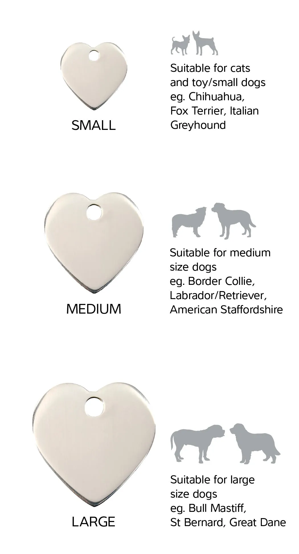 Stainless Steel Flat Heart - Red Dingo Engraved Cat/Dog Tag, Lifetime Guarantee, No Shipping Costs