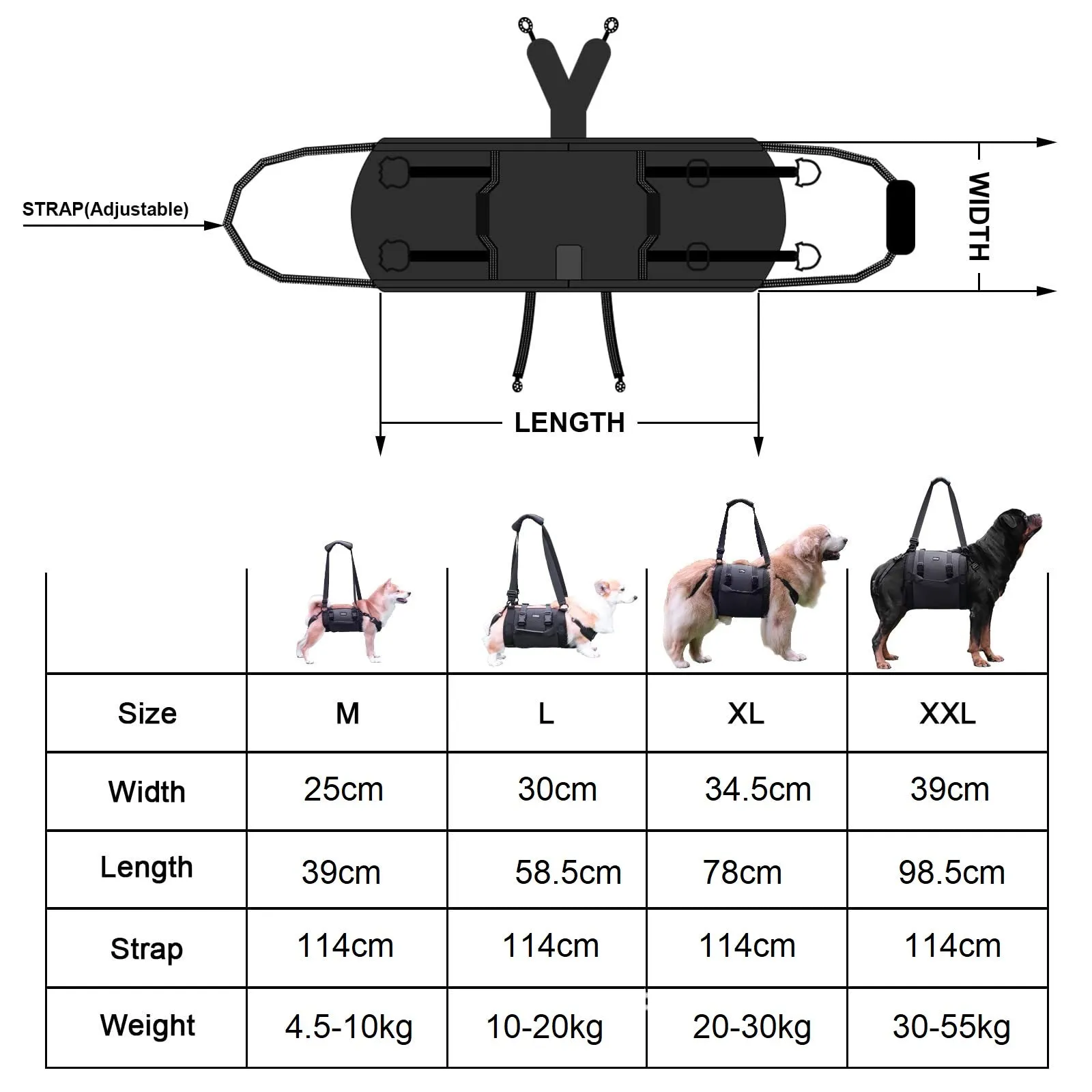 Support Harness for Dogs with Mobility Issues - Adjustable, Comfortable, and Durable