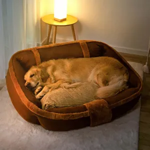 Vintage Large Cozy Calming Sofa Dog Bed