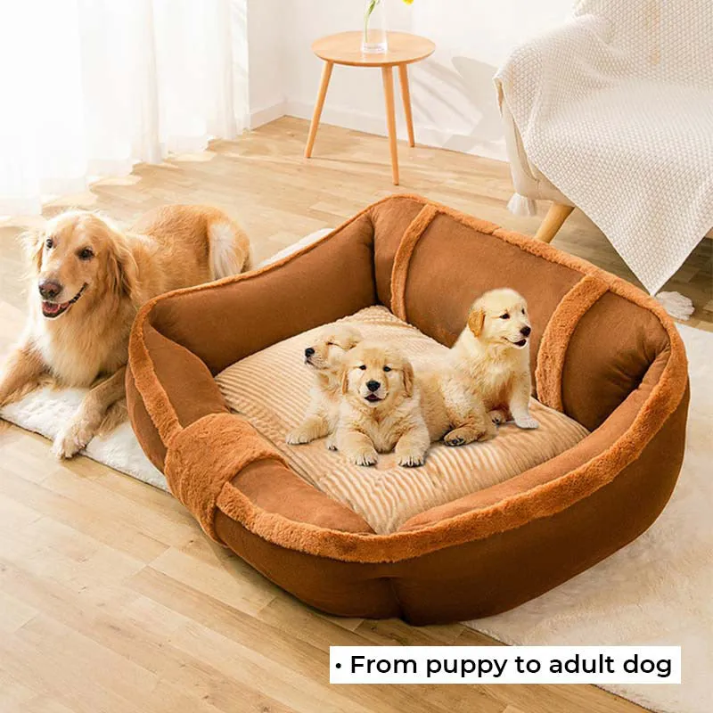 Vintage Large Cozy Calming Sofa Dog Bed