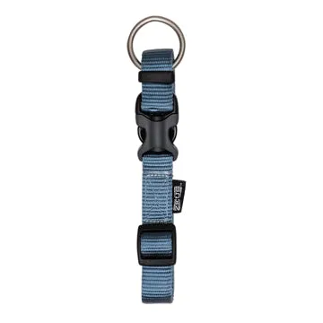 Zeus Adjustable Nylon Dog Collar - Denim Blue - Medium - 1.5 cm x 28 cm-40 cm (1-2in x 11in-16in)